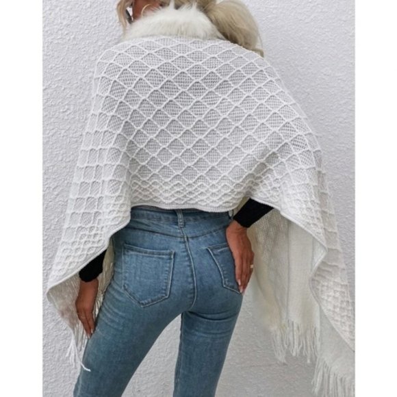 Celeb Style Faux fur open front cardigan - Picture 6 of 7